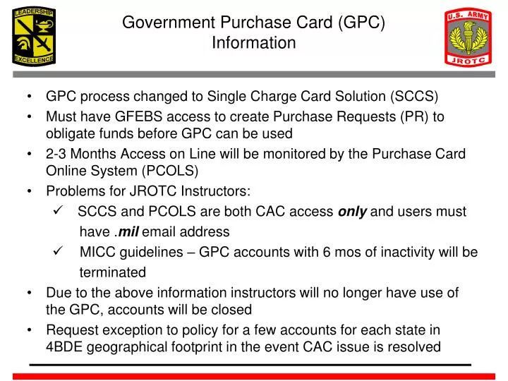 government purchase card gpc information