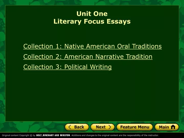 unit one literary focus essays