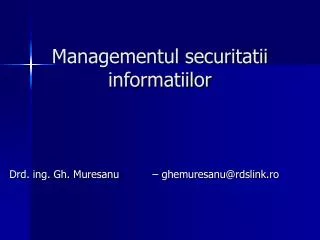 managementul securitatii informatiilor