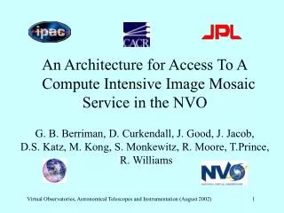 An Architecture for Access To A Compute Intensive Image Mosaic Service in the NVO