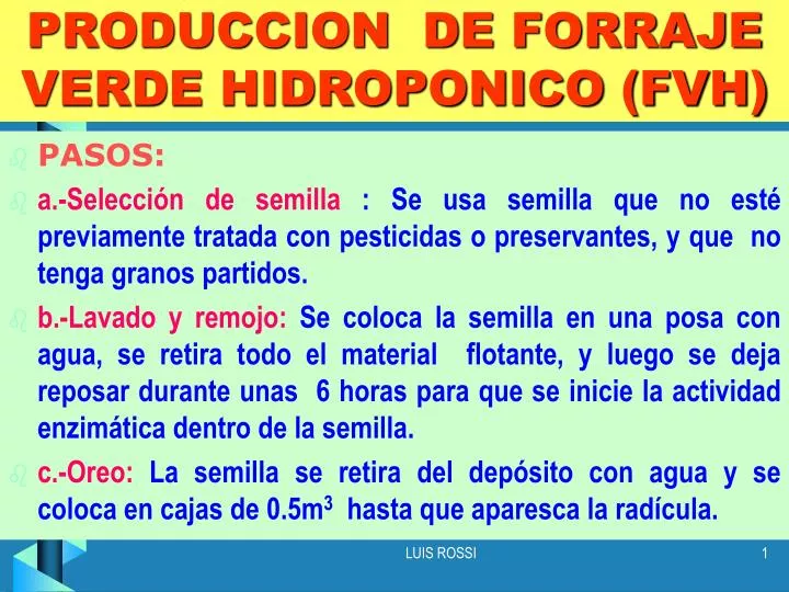 produccion de forraje verde hidroponico fvh