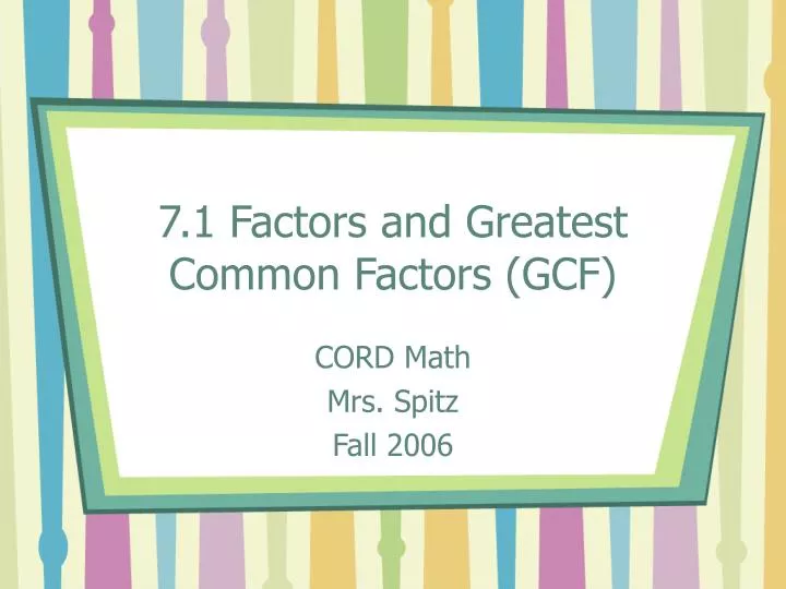 Greatest Common Factor