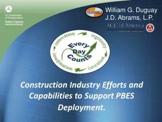 Construction Industry Efforts and Capabilities to Support PBES Deployment.