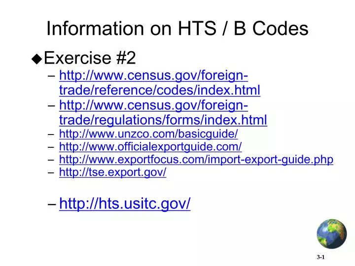 information on hts b codes