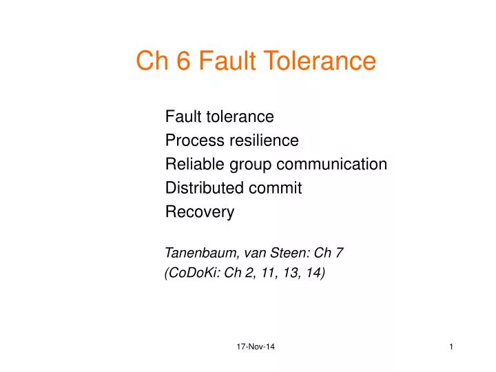 ch 6 fault tolerance