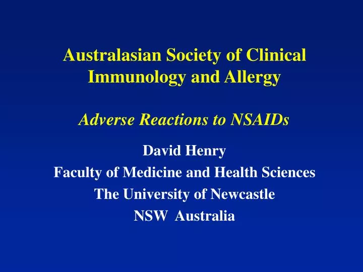 australasian society of clinical immunology and allergy adverse reactions to nsaids