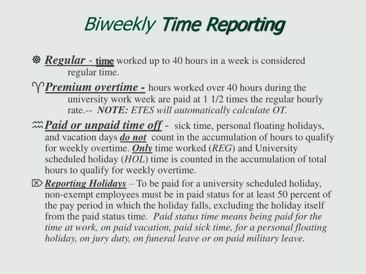biweekly time reporting