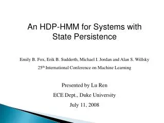 An HDP-HMM for Systems with State Persistence