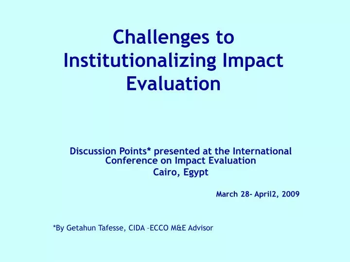 challenges to institutionalizing impact evaluation