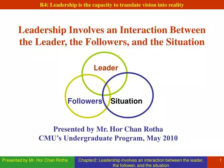 leadership involves an interaction between the leader the followers and the situation
