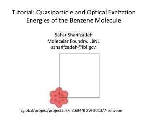Tutorial: Quasiparticle and Optical Excitation Energies of the Benzene Molecule