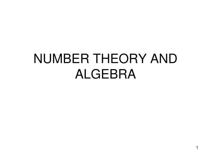 number theory and algebra