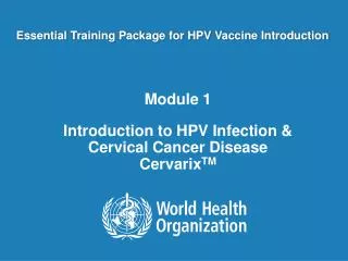 Essential Training Package for HPV Vaccine Introduction