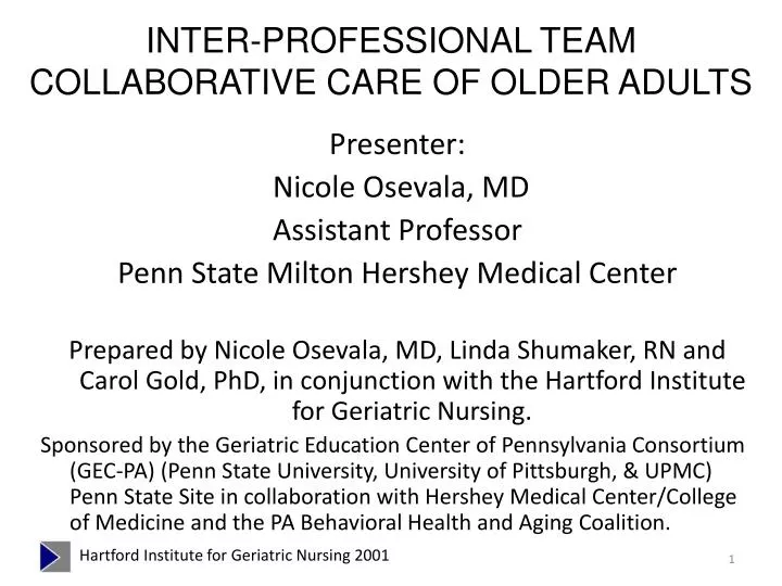 inter professional team collaborative care of older adults