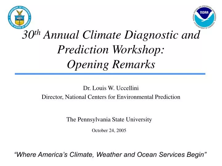 30 th annual climate diagnostic and prediction workshop opening remarks