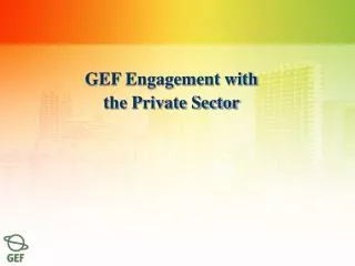 GEF Engagement with the Private Sector