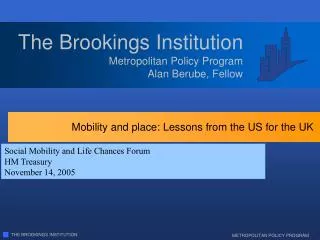 Metropolitan Policy Program Alan Berube, Fellow