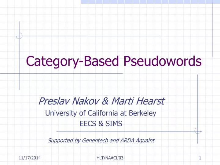 category based pseudowords