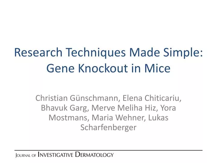 research techniques made simple gene knockout in mice