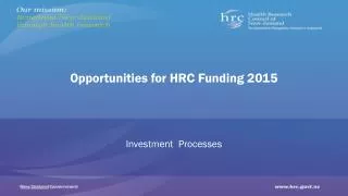 Opportunities for HRC Funding 2015