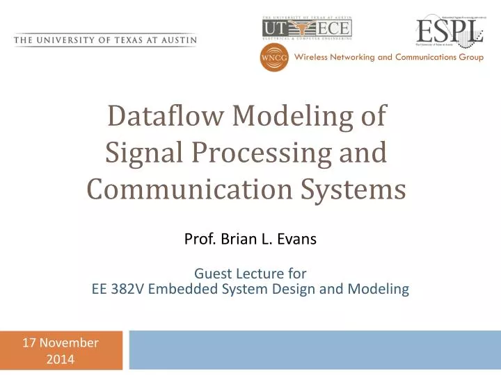 dataflow modeling of signal processing and communication systems