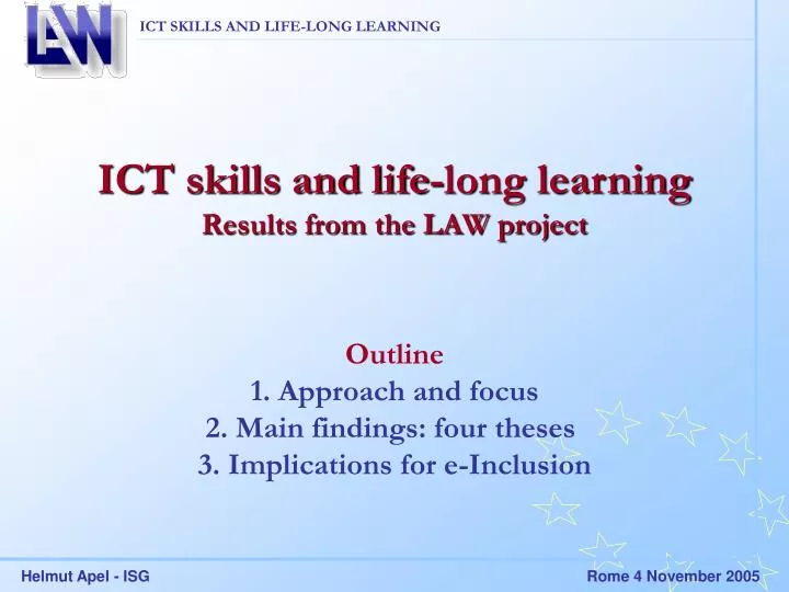 ict skills and life long learning results from the law project