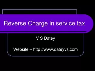 Reverse Charge in service tax