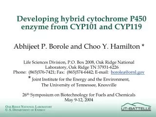 Developing hybrid cytochrome P450 enzyme from CYP101 and CYP119