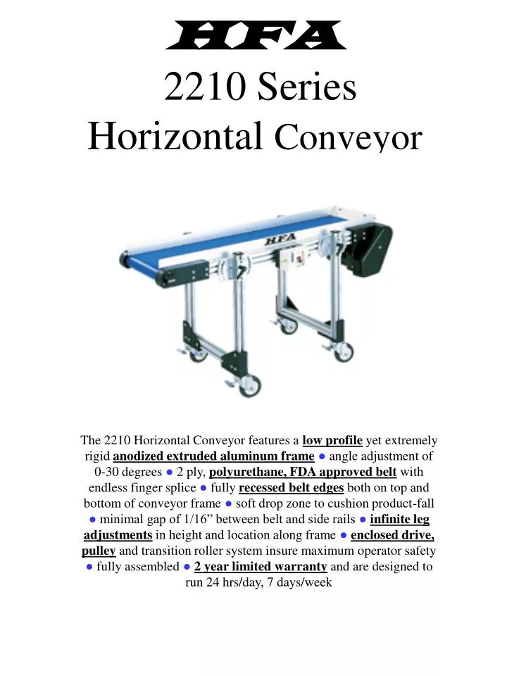 hfa 2210 series horizontal conveyor