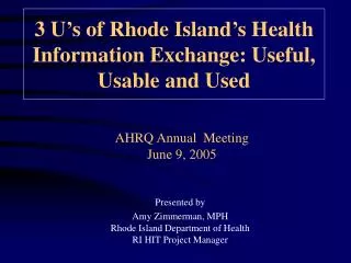 AHRQ Annual Meeting June 9, 2005