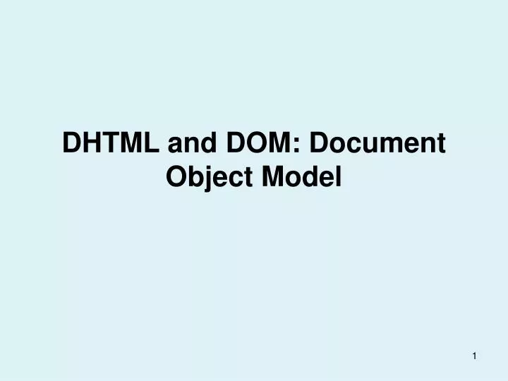 dhtml and dom document object model