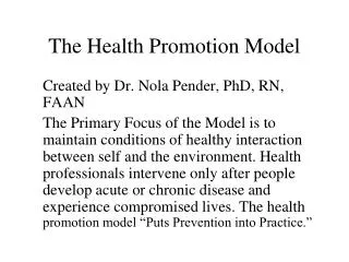 The Health Promotion Model