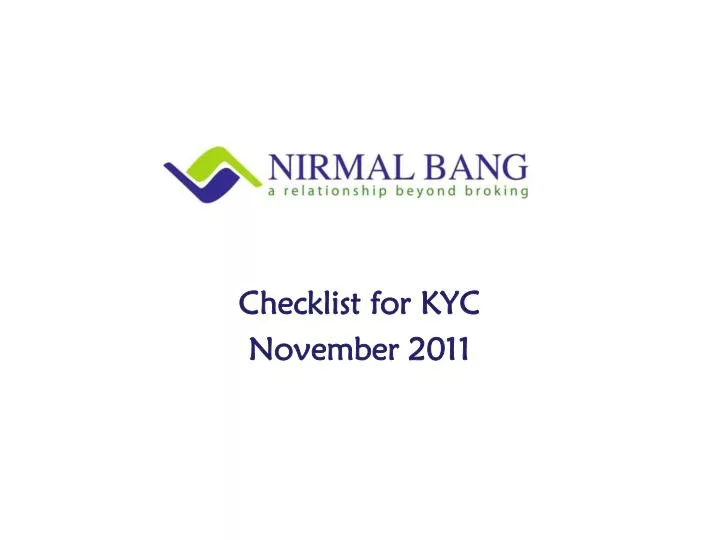checklist for kyc november 2011