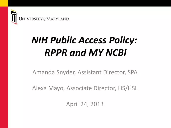 nih public access policy rppr and my ncbi