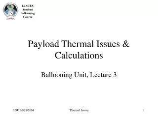 Payload Thermal Issues &amp; Calculations