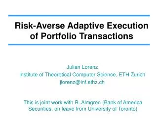 Risk-Averse Adaptive Execution of Portfolio Transactions