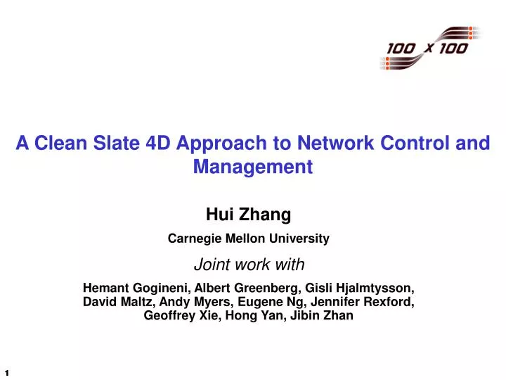 a clean slate 4d approach to network control and management