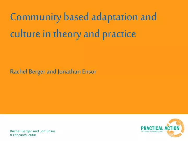 community based adaptation and culture in theory and practice