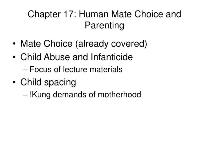 chapter 17 human mate choice and parenting