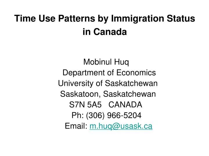 time use patterns by immigration status in canada