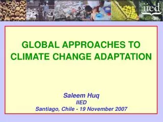 GLOBAL APPROACHES TO CLIMATE CHANGE ADAPTATION Saleem Huq IIED Santiago, Chile - 19 November 2007