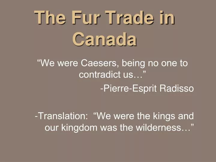 the fur trade in canada