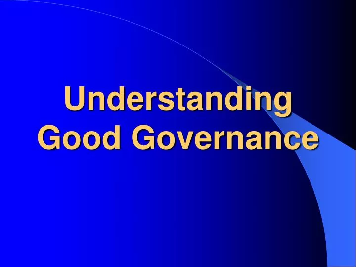 understanding good governance