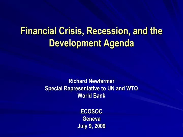financial crisis recession and the development agenda