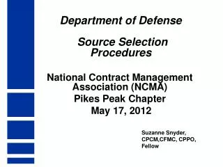 Department of Defense Source Selection Procedures