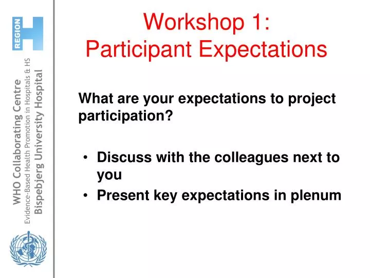 workshop 1 participant expectations