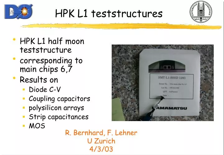 hpk l1 teststructures