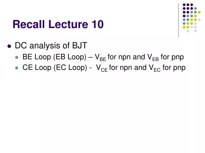 recall lecture 10