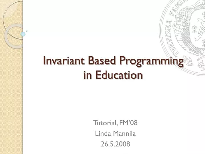 invariant based programming in education