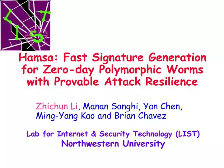 hamsa fast signature generation for zero day polymorphic worms with provable attack resilience